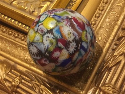VINTAGE MURANO VENETIAN ART GLASS PAPERWEIGHT MILLEFIORE MATTE ROUND BALL HEAVY