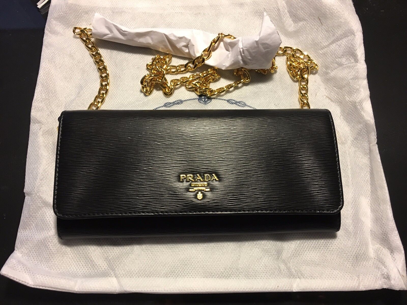NWT Prada Wallet on a Chain Borsa Portafoglio Nero Black NWT Prada Wallet on a Chain Borsa Portafoglio Nero Black