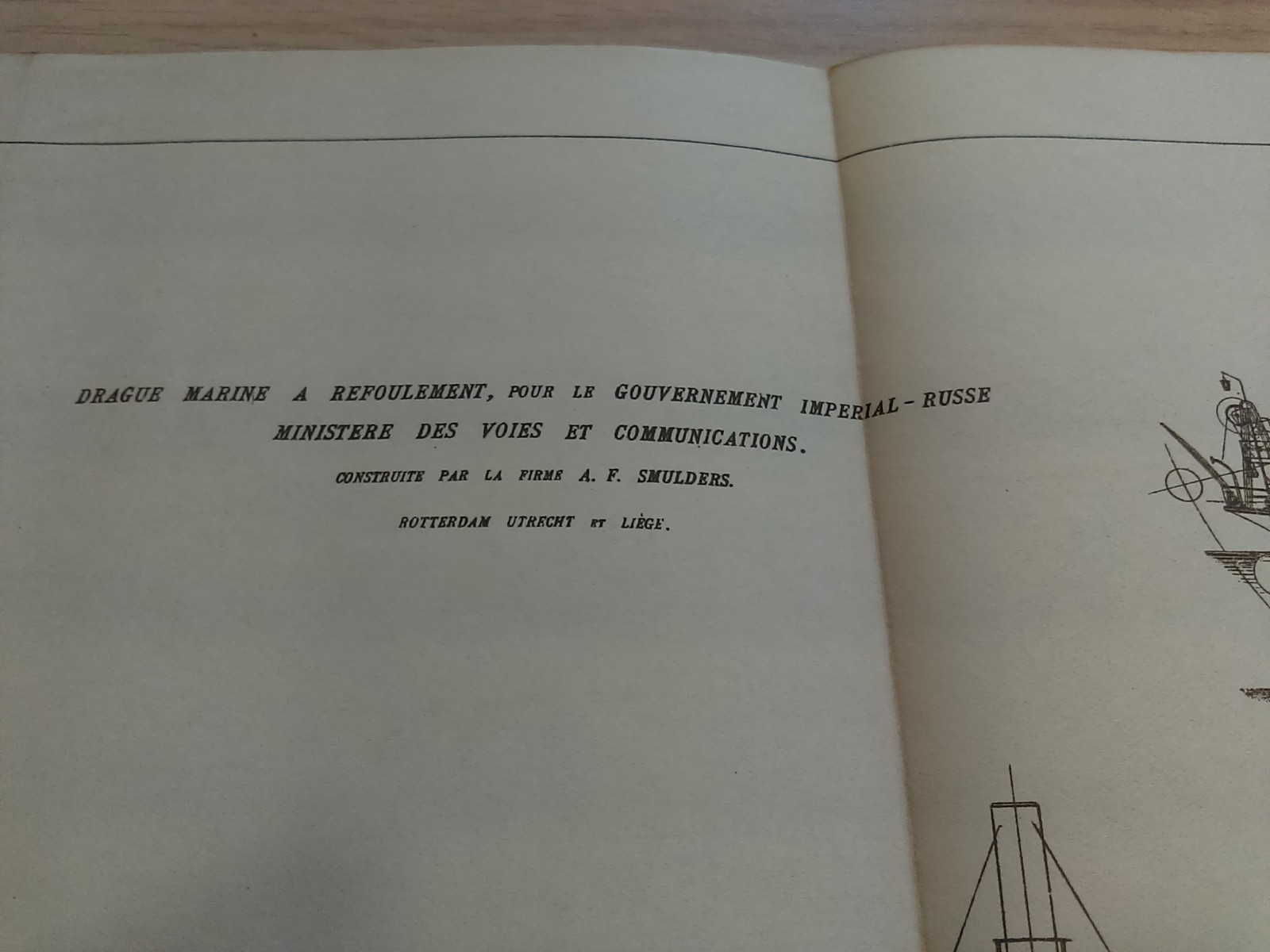 1898 French Diagram Navy Dredge for Discharge for Russian Imperial Government