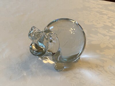 FM Art Crystal, Studio Line, Genuine Handmade Hippopotamus Hippo, Ronneby Sweden