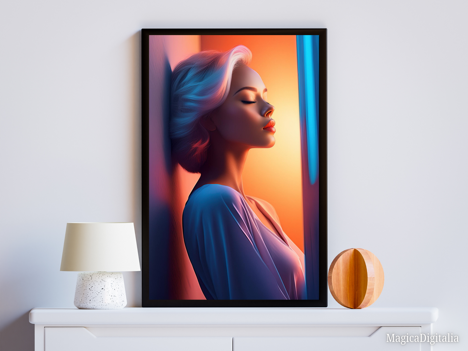 Woman Portrait, Minimalism, Digital AI Art, Wall, Poster Print, Instant Download