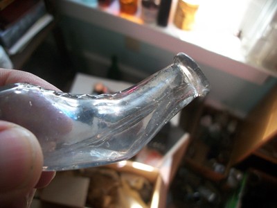 FIGURAL HAND BLOWN PERFUME WOMAN'S SHOE 1890s ERA LACES HEEL ETC