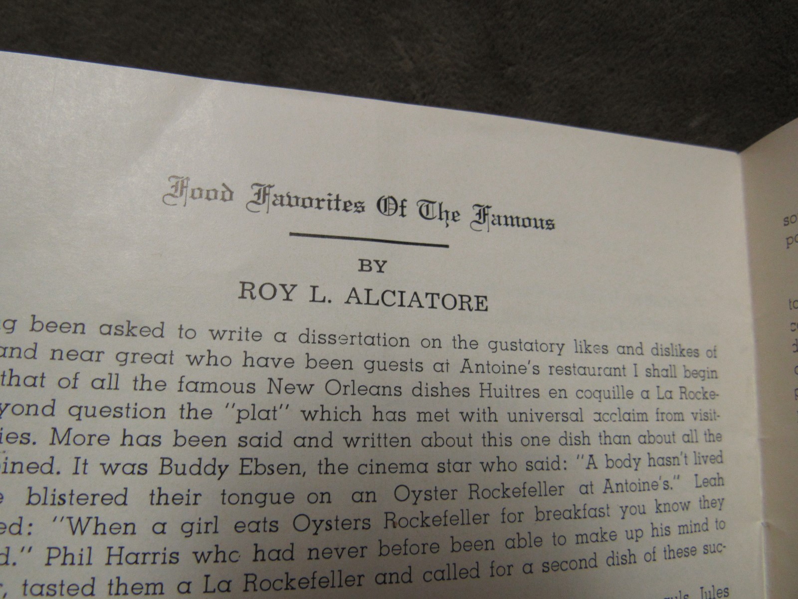Circa 1940's Antoine's Restaurant New Orleans Louisiana Small Booklet w/history