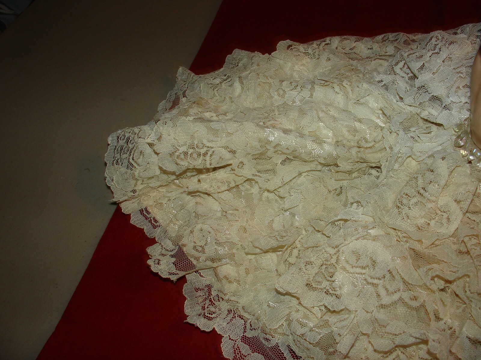 vintage porcelain 7 inch half doll with dress/necklace