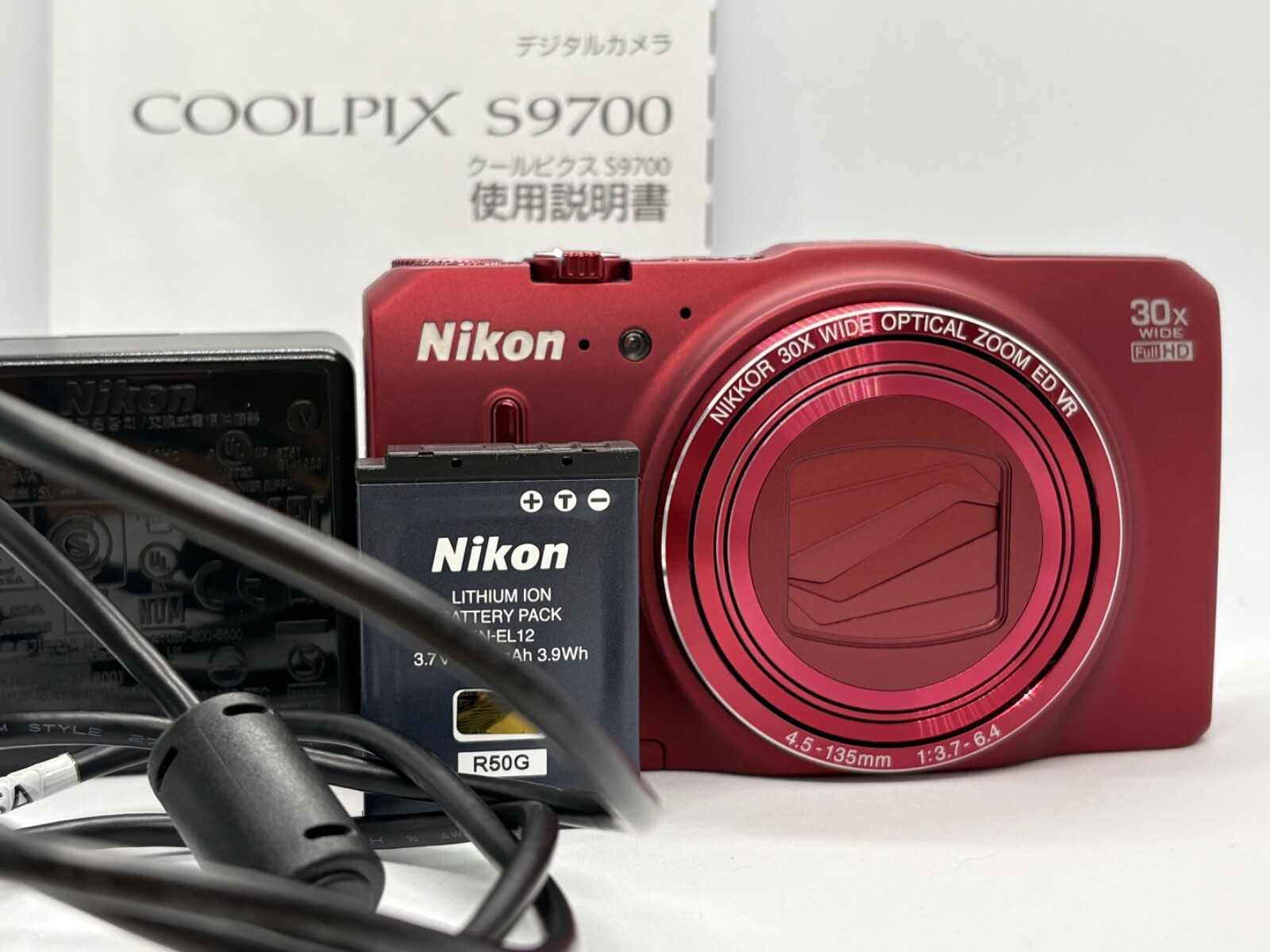 Nikon COOLPIX レッド 充電器付き MINT w/Charger] Nikon COOLPIX S9700 16.0MP Compact Digital