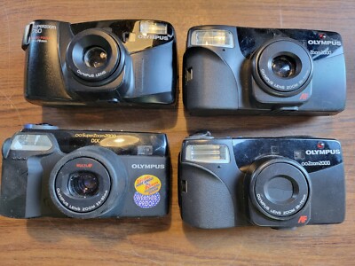 Lot Of 4 Olympus Film Cameras: SuperZoom 2800 DLX, SuperZoom 760, Zoom2000