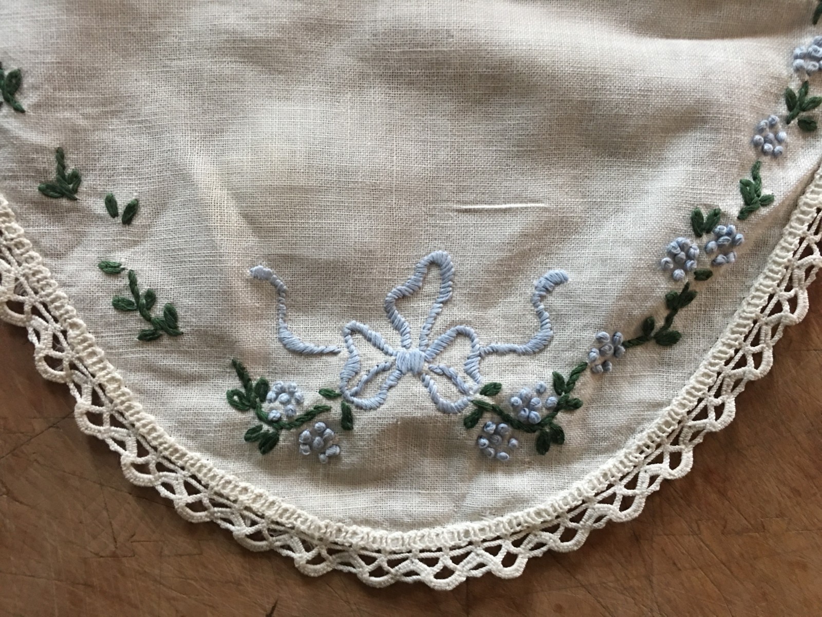 Set Of 3 Vintage Mid Century Dresser Table Scarves Runners Ribbon Flowers #172