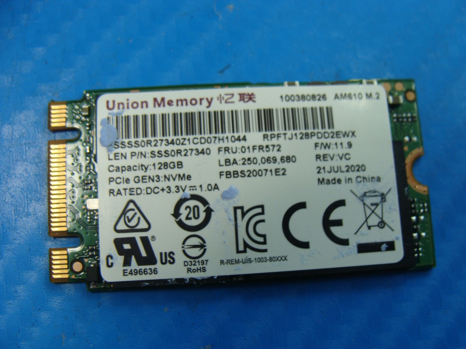 Lenovo 14IML05 Union Memory NVMe M.2 128GB SSD Solid State Drive RPFTJ128PDD2EWX Lenovo 14IML05 Union Memory NVMe M.2 128GB SSD Solid State Drive RPFTJ128PDD2EWX