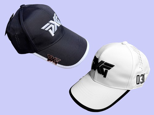 PXGゴルフユニセックスサンハット、レターロゴデザイン、ホワイト PXG 0311 Style Adjustable Golf Hat One Size Fits Most with