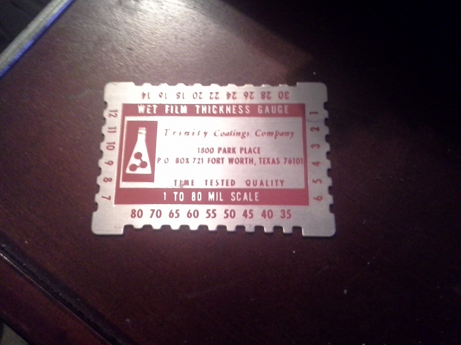 Trinity Coatings Company Wet Film Thickness Guage 1 to 80 MIL Scale