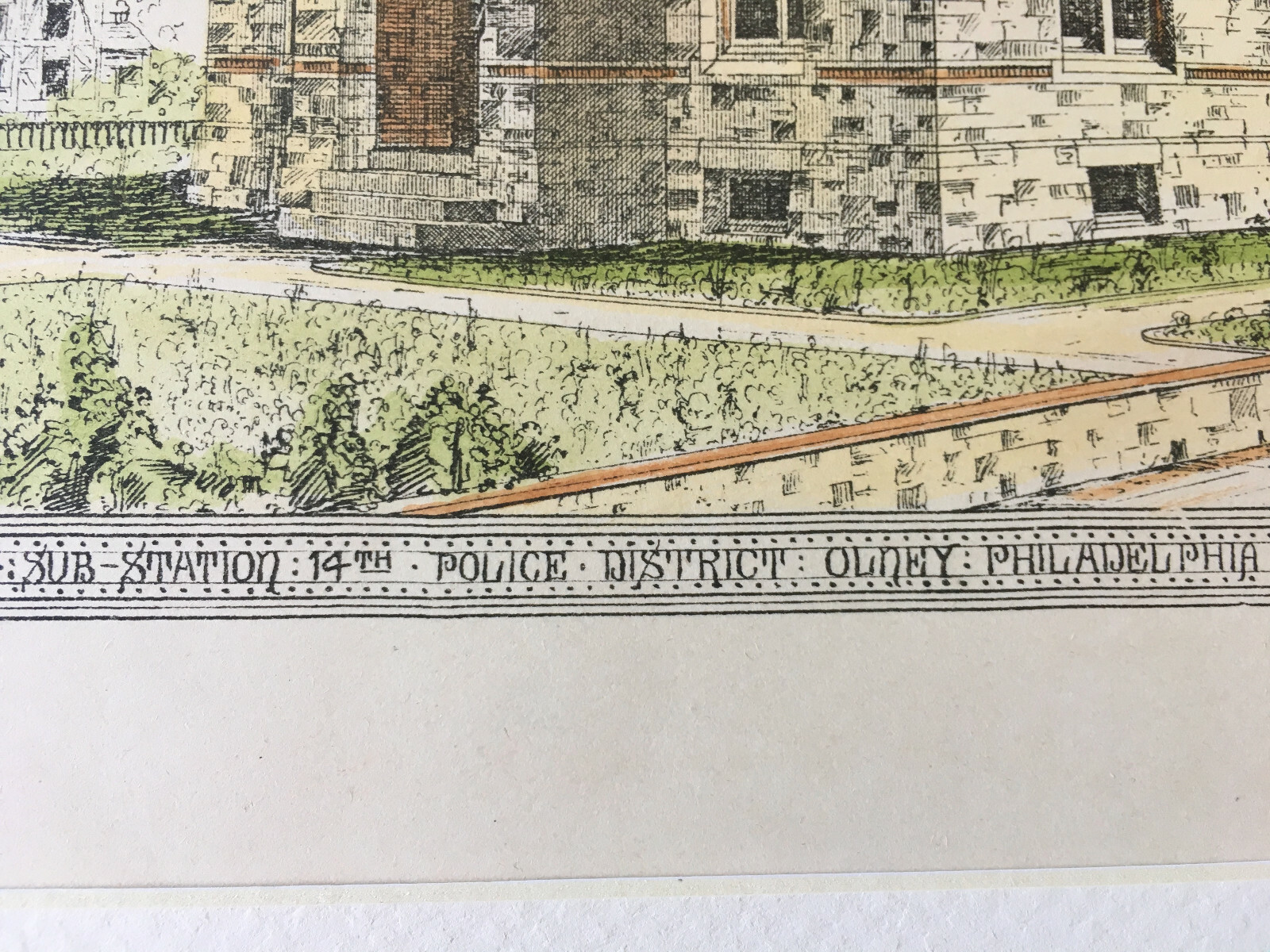 14th District Police Station, Philadelphia, PA, 1876, Original Hand Colored