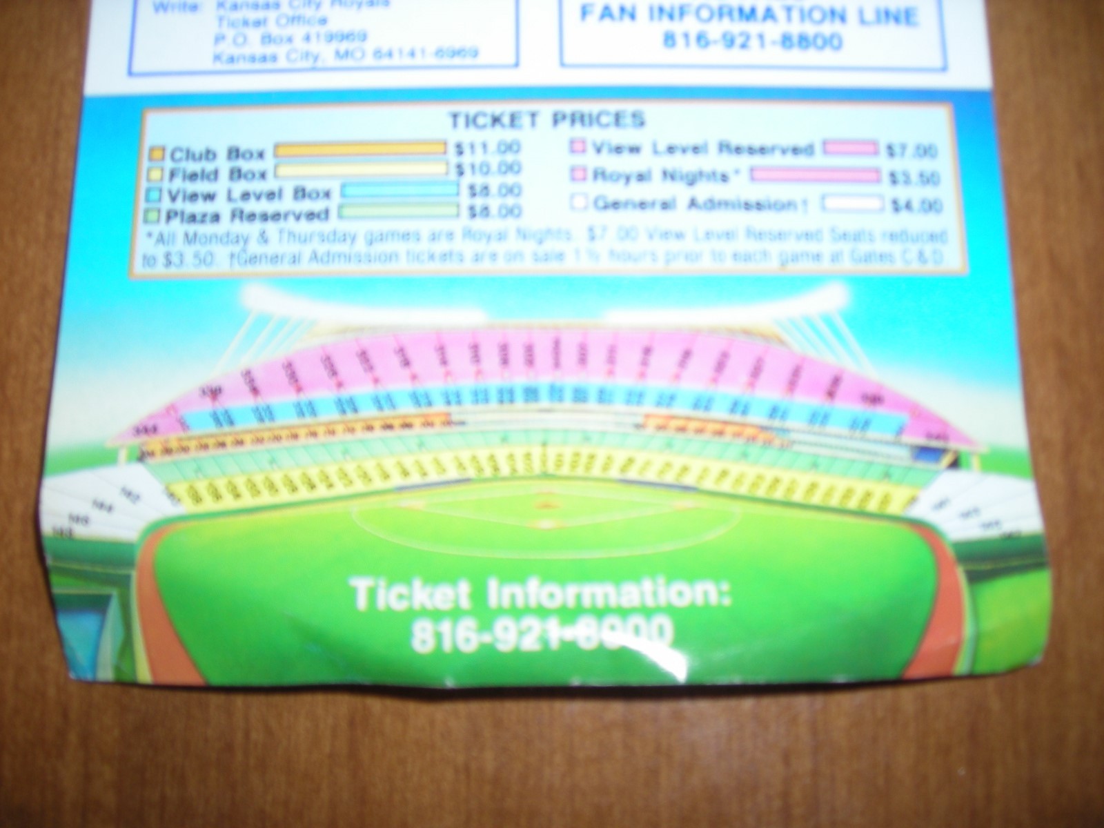 1991 MLB, Kansas City Royals, pocket schedule, very good condition