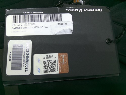 Pre-owned Harley-davidson Mens 3-in-1 Cold Weather Textile Jacket Xl 97102-21nm/o002l In Black