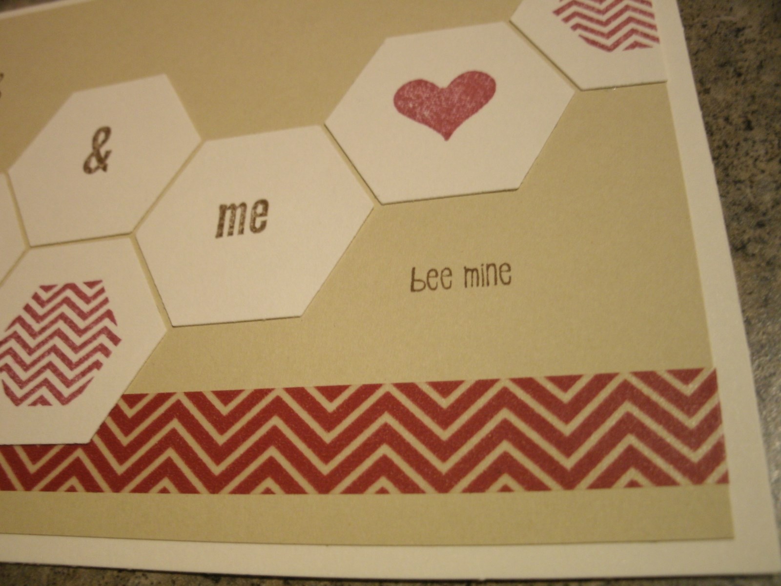 Valentine's Day Handmade Card & Envelope Bee mine, bee, you & me, hearts