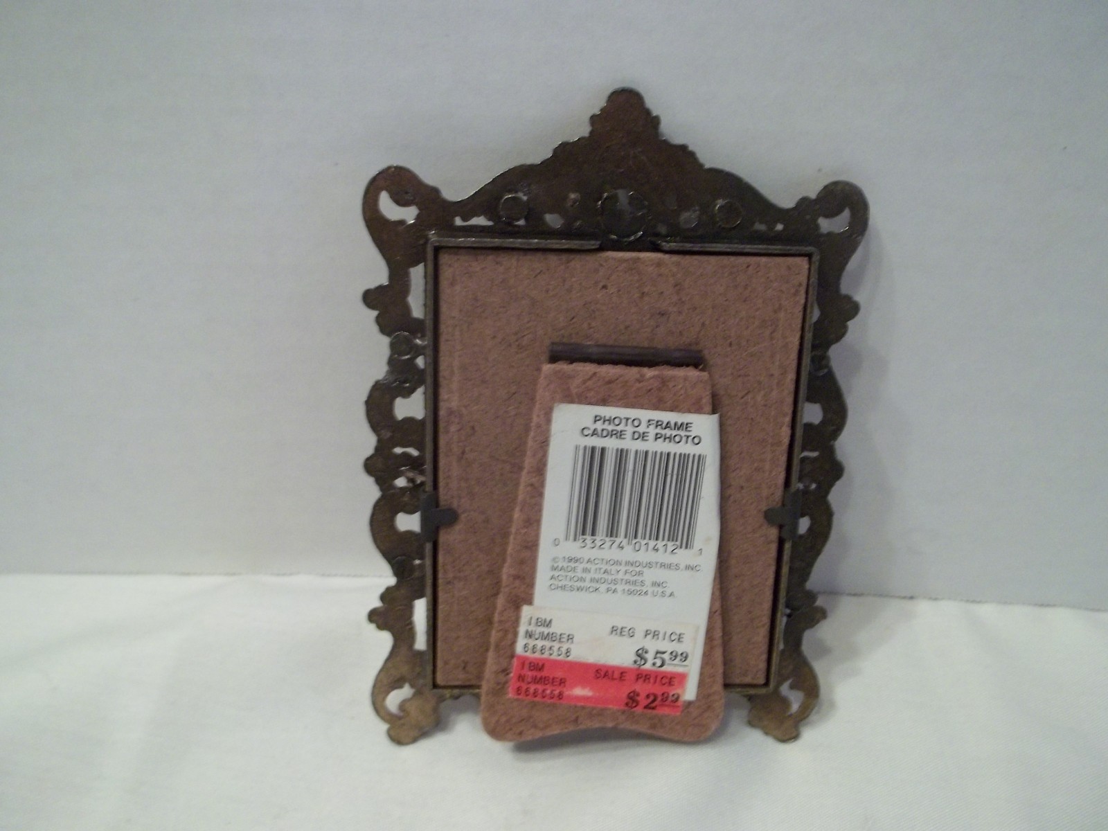 Vintage 1990 Ornate Brass Made In Italy Frame-5 Inch-Rectangle