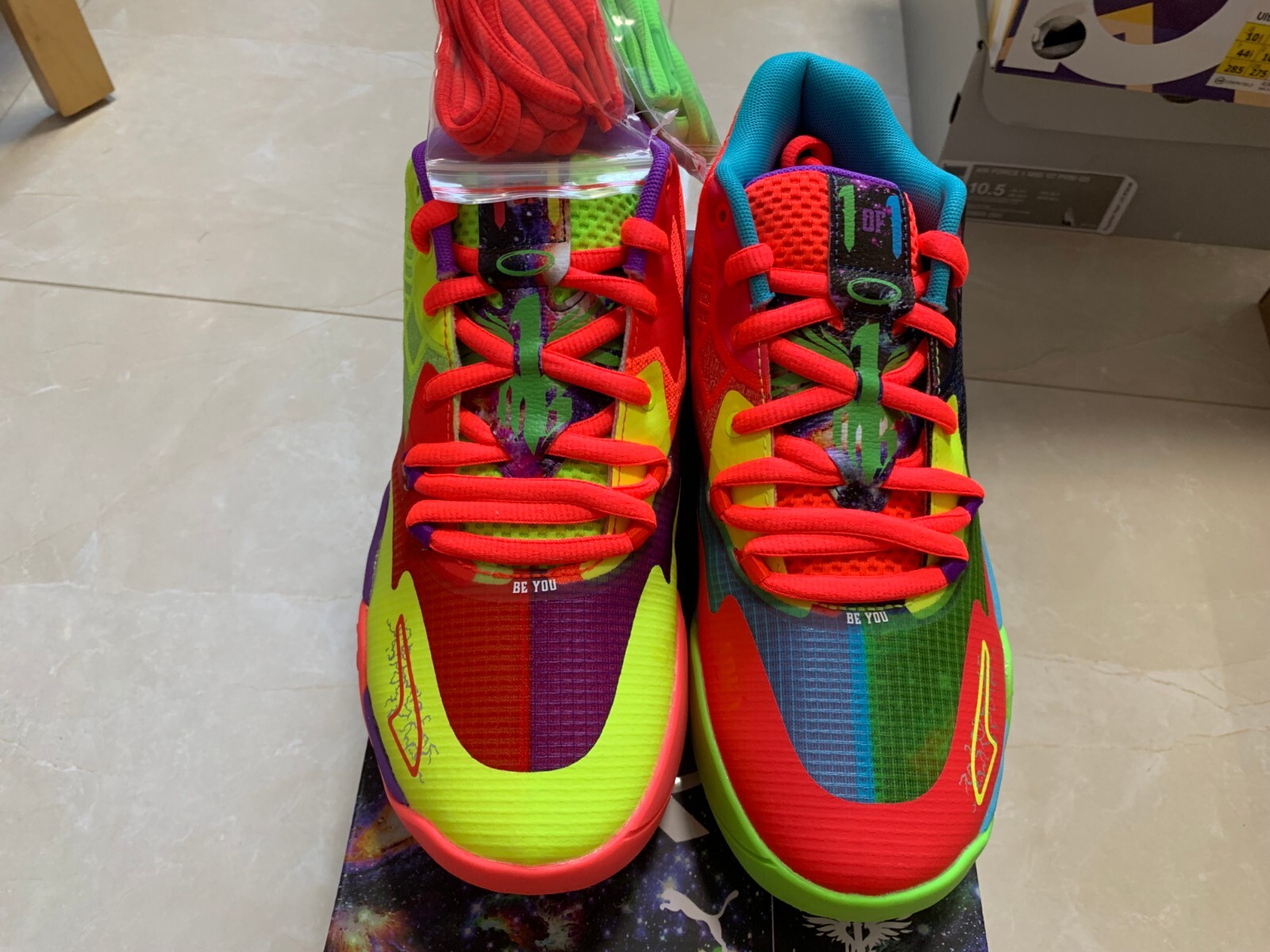 Pre-owned Puma Mb.01 Be You Lamelo Ball Boys Gs Kids Youth Green Gecko Red Blast 376889-01