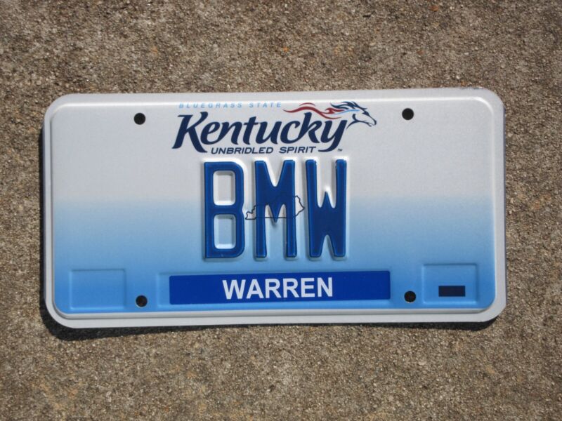 2018 Kentucky BMW Vanity License Plate Warren County Unbridled Spirit KY