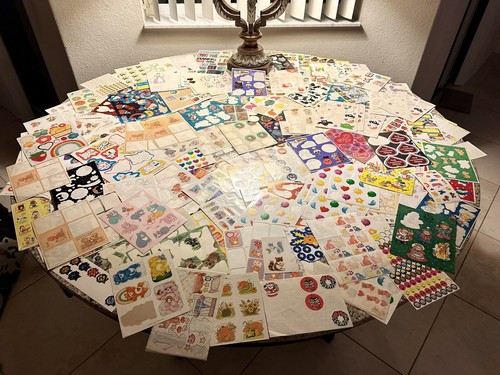HUGE LOT VINTAGE 80s 90s PARTIAL STICKER SHEETS HALLMARK GIBSON AGC CURRENT USED