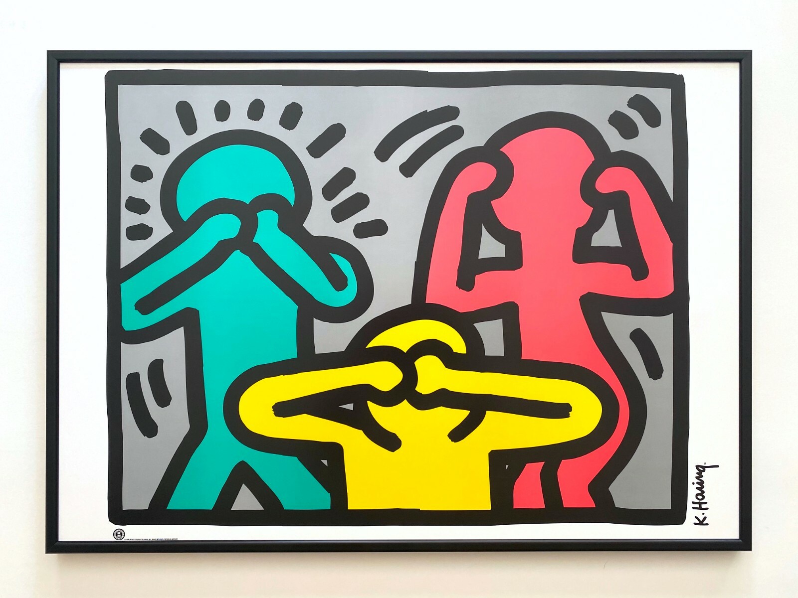 KEITH HARING ESTATE RARE 1998 LITHO PRINT FRAMED POSTER