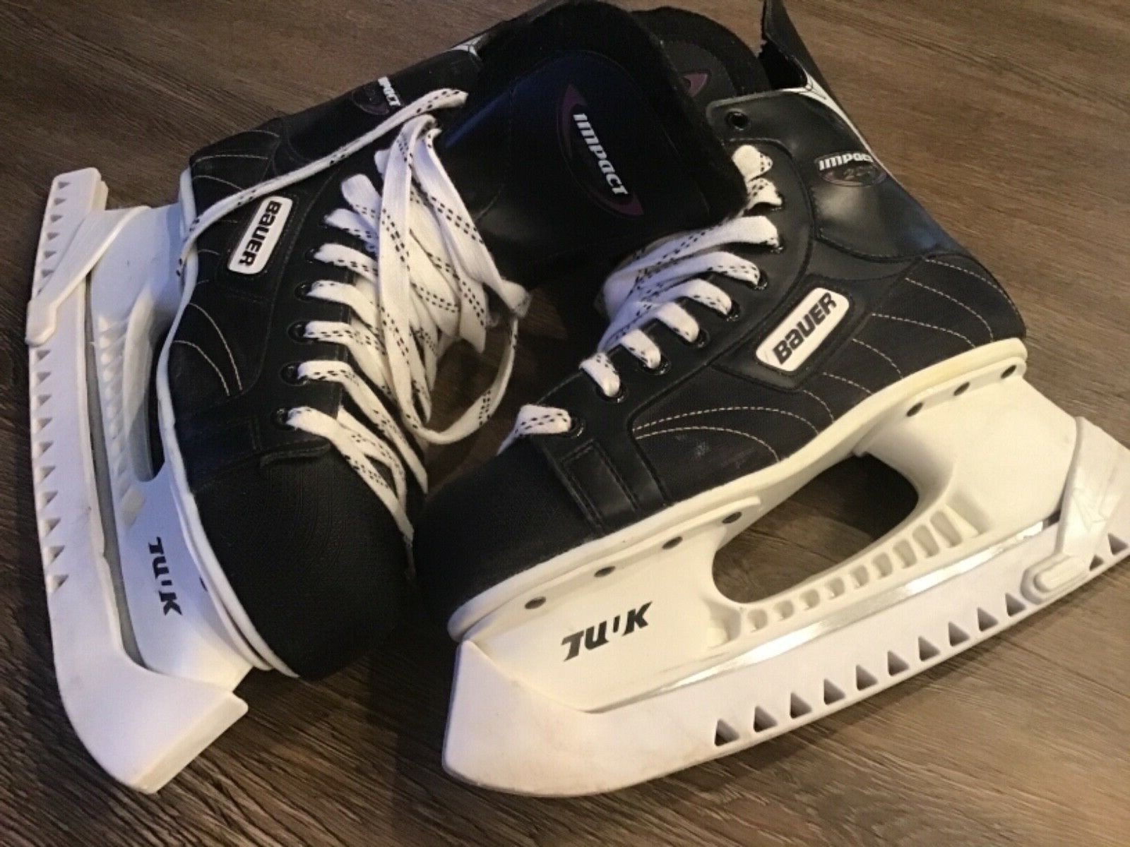 Bauer Impact 200 White Ice TUUK Fast Steel Black Hockey Skates Size US M 9.5