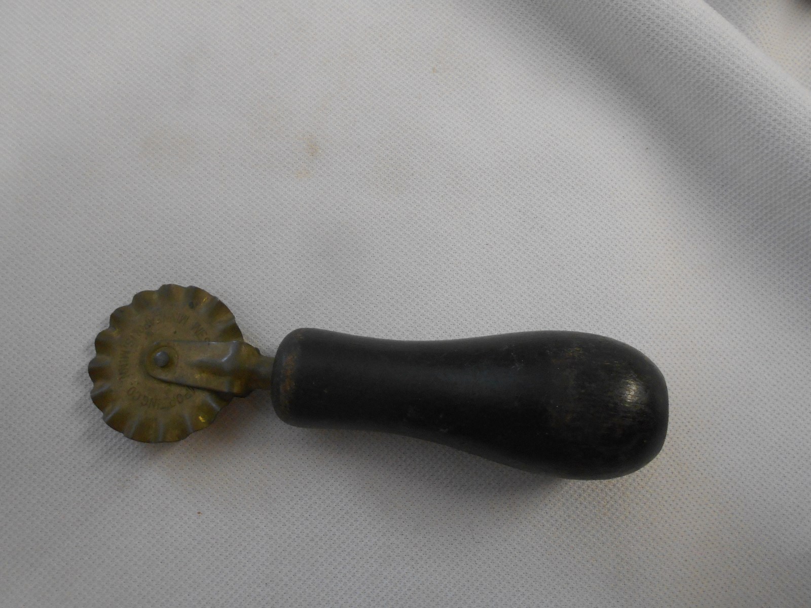 vintage brass & wood pastry cutter ? sewing fabric marker ? tool