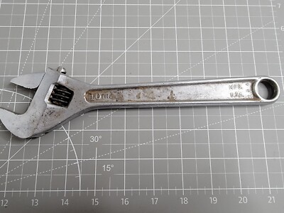 Proto Tools 10'' Adjustable Wrench Forged USA Chrome Good Working Order