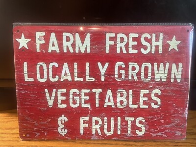 TIN SIGN ''Farm Fresh Vegetables/Fruits Farm  Art Deco Garage Wall Produce Barn