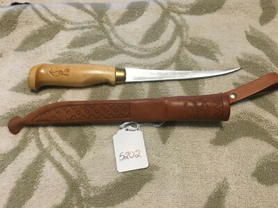 NEW J MARTTIINI FINLAND FILLET KNIFE 6'' HAND GROUND BLADE W/LEATHER SHEATH