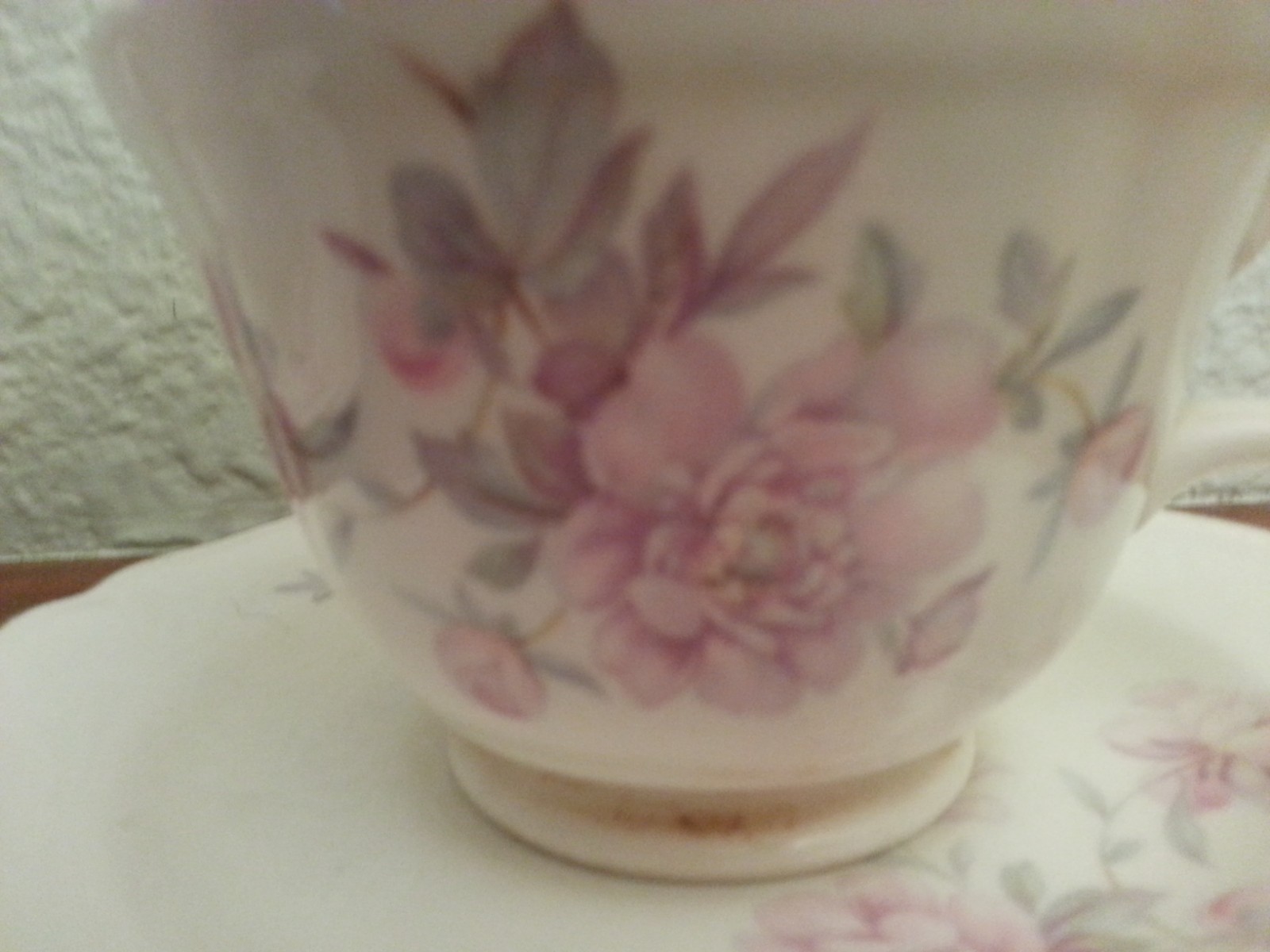 2 Edwin Knowles Cups & Saucers Semi Vitreous, Pink Floral, collectible