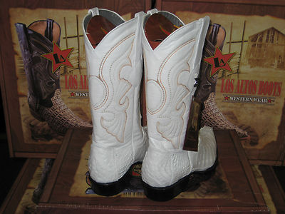 Pre-owned Los Altos Boots Los Altos Women White Genuine Crocodile Tail Western Cowboy Boot (m) L091281