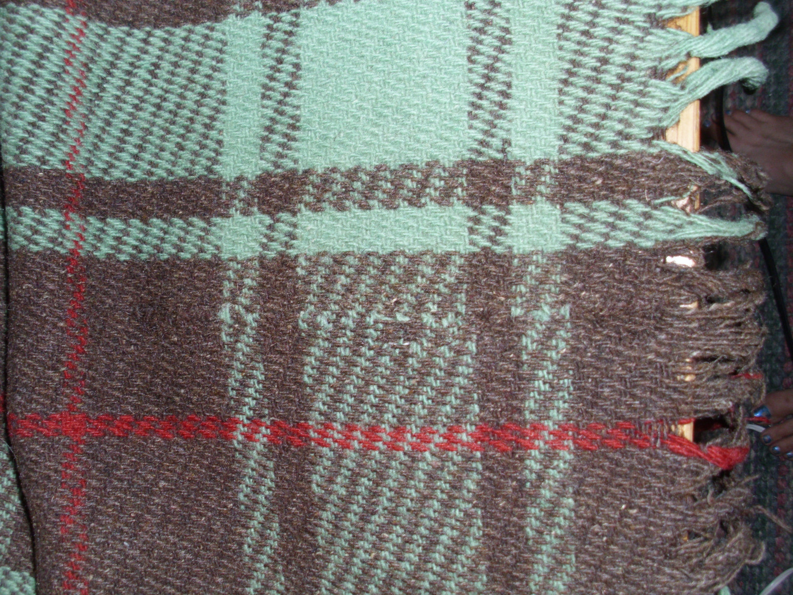 Original 1930s American Woolen Co Motor Robe Blanket Green Brown Red 62