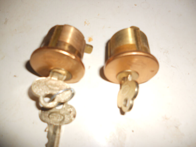 2 CORBIN MORTISE CYLINDER WITH KEYS. NEW BUT OLD STOCK