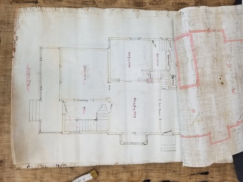 Vintage 1800's House Residents Blueprints Toledo Ohio Linen Paper Leather Bound