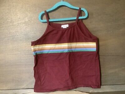 Full Tilt Girls Tank Top SIZE XL Youth RUST WITH STRIPS COTTON SPANDEX PULLOVER 