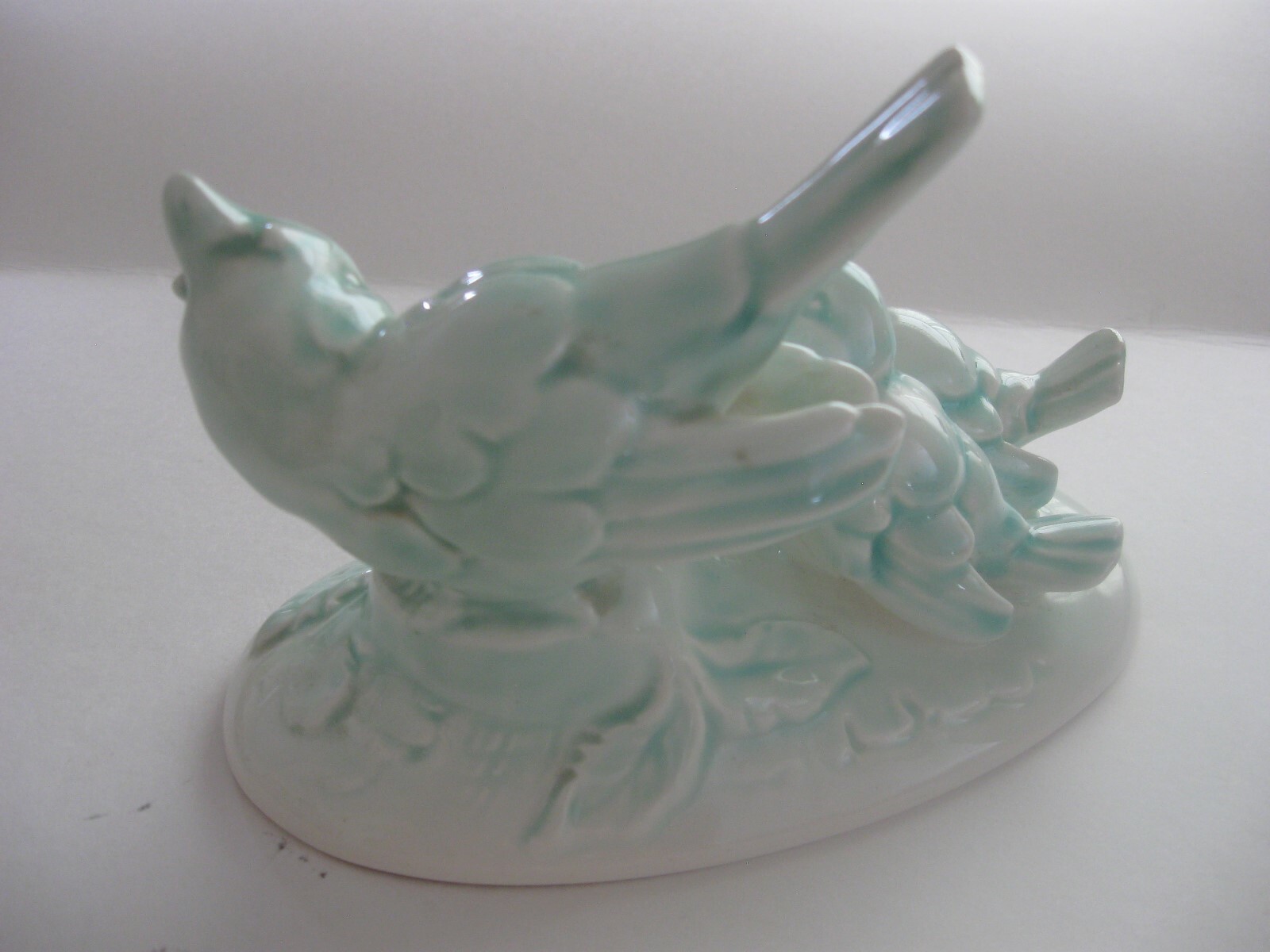 E R Erphila Germany Ceramic Birds Figure, Mother and 2 Babies, Excellent Shape!