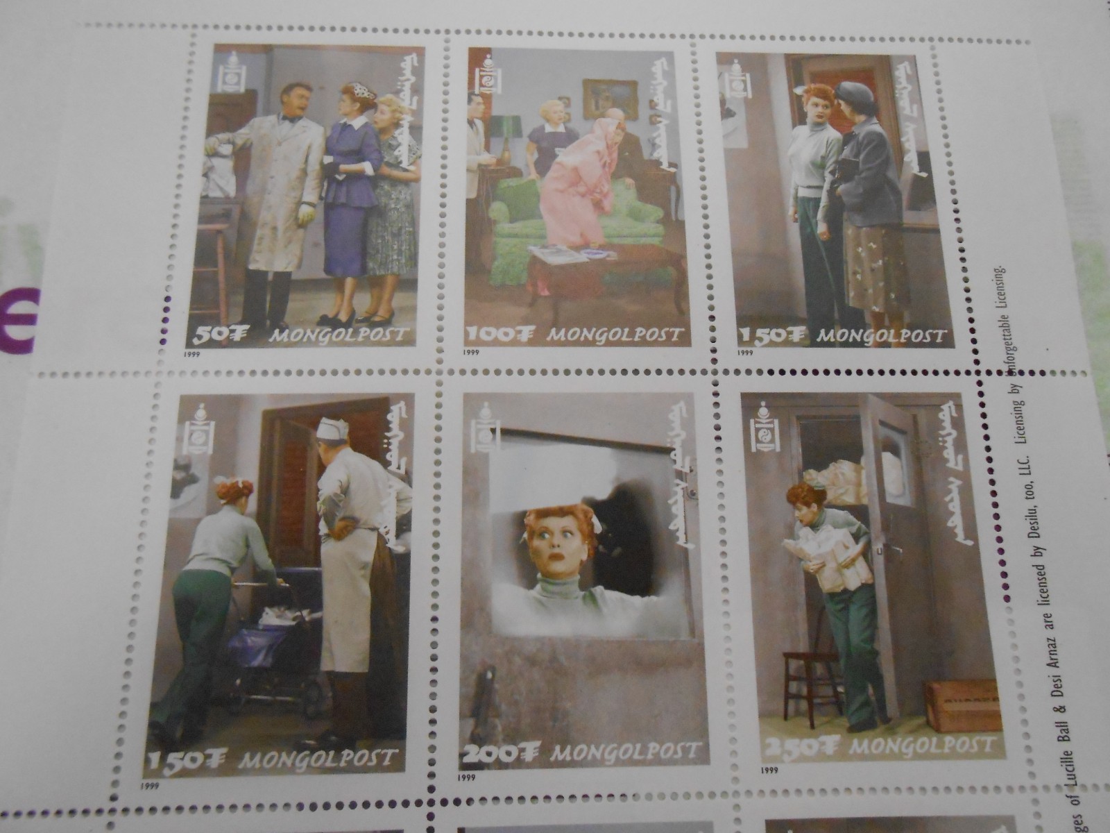 Vintage I Love Lucy Mongolpost Stamp Sheet Lucille Ball Rare