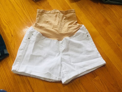 Lot of 4 Pairs of Maternity Shorts 2 Pairs Of Jean, 1 White, 1 Black. EUC