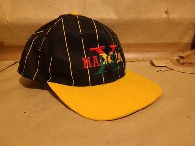 Vintage Malcolm X Hat Snap Back pinstripe retro Rasta Spell Out EUC One Size 