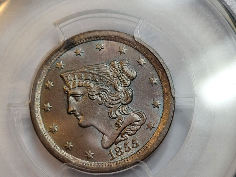 1855 HALF-CENT PCGS MS64BN VERY BRILLIANT AND CHOICE
