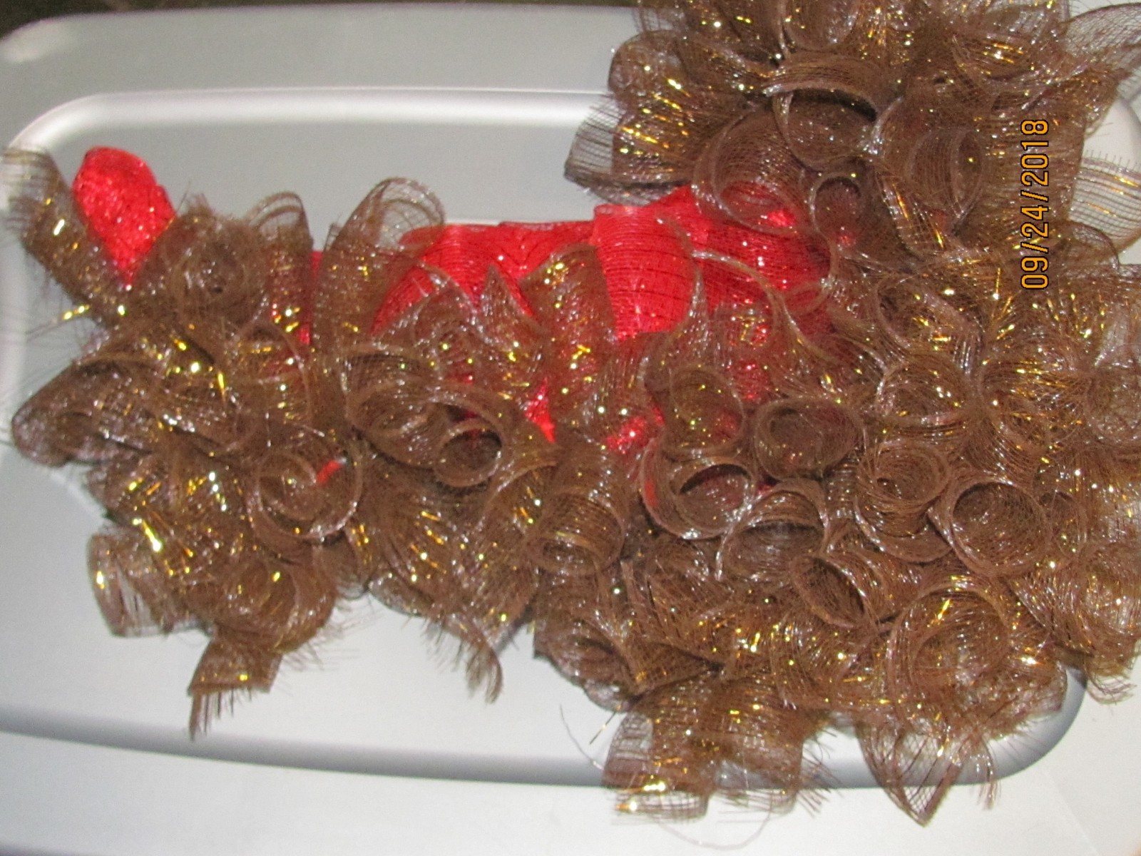 BEAUTIFUL RED SLED WITH BROWN/GOLD  MESH