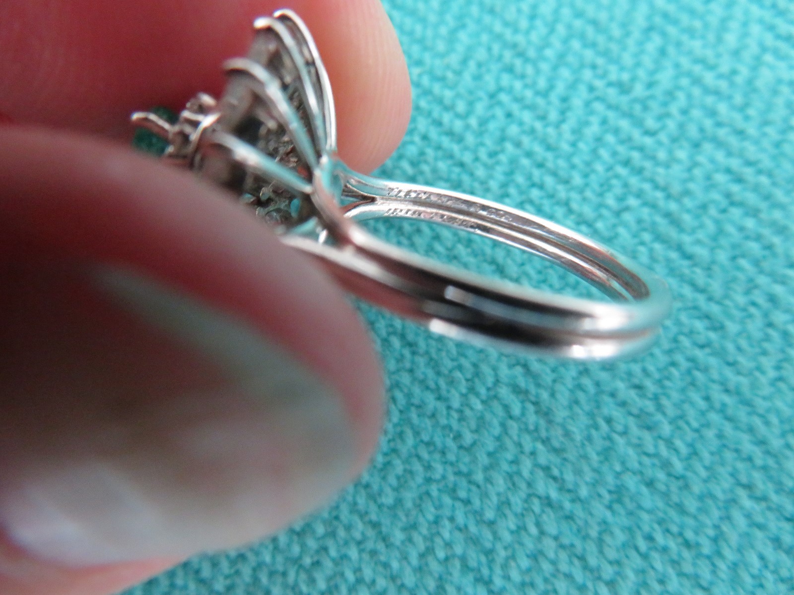 TIFFANY & CO ANTIQUE PLATINUM 1.10 CT DIAMOND & EMERALD RING SZ 5 3/4 RARE