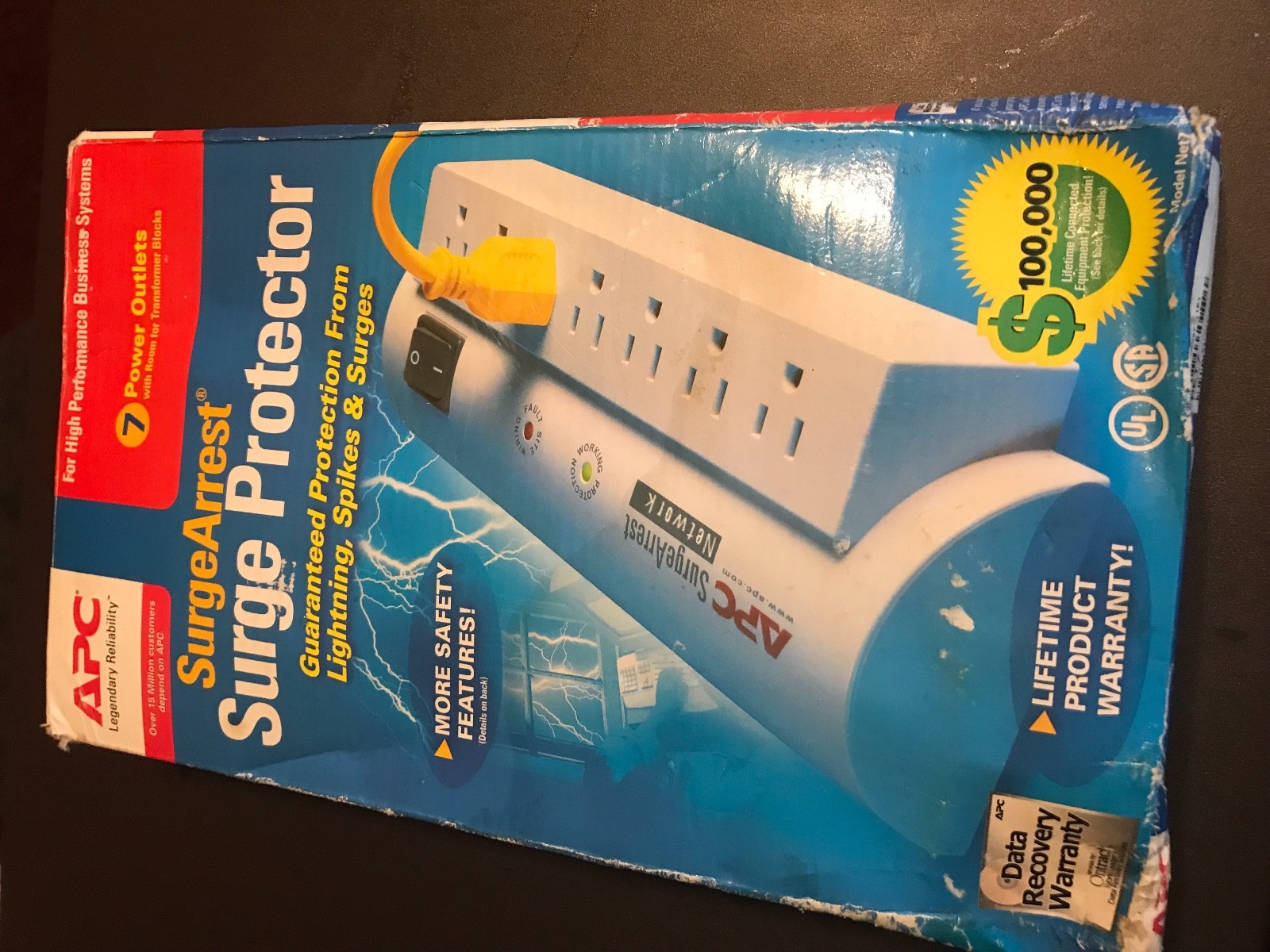 APC LEGENDARY RELIABILITY SUREARREST SURE PROTECTOR 7 POWER OUTLETS MODEL NET7