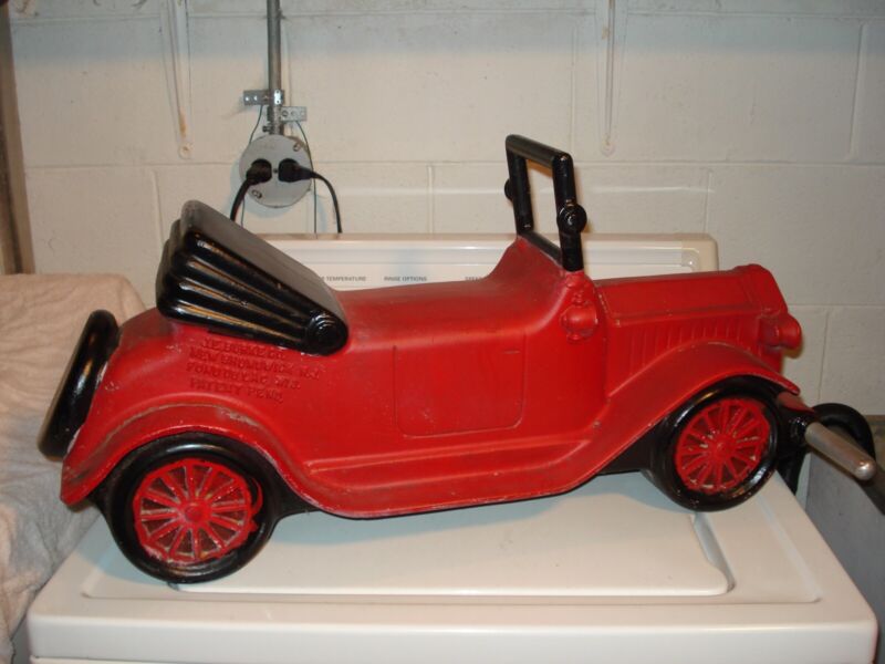 Vintage Old Childs Toy Car Playground Spring Ride On Cast Aluminum Ford Model T