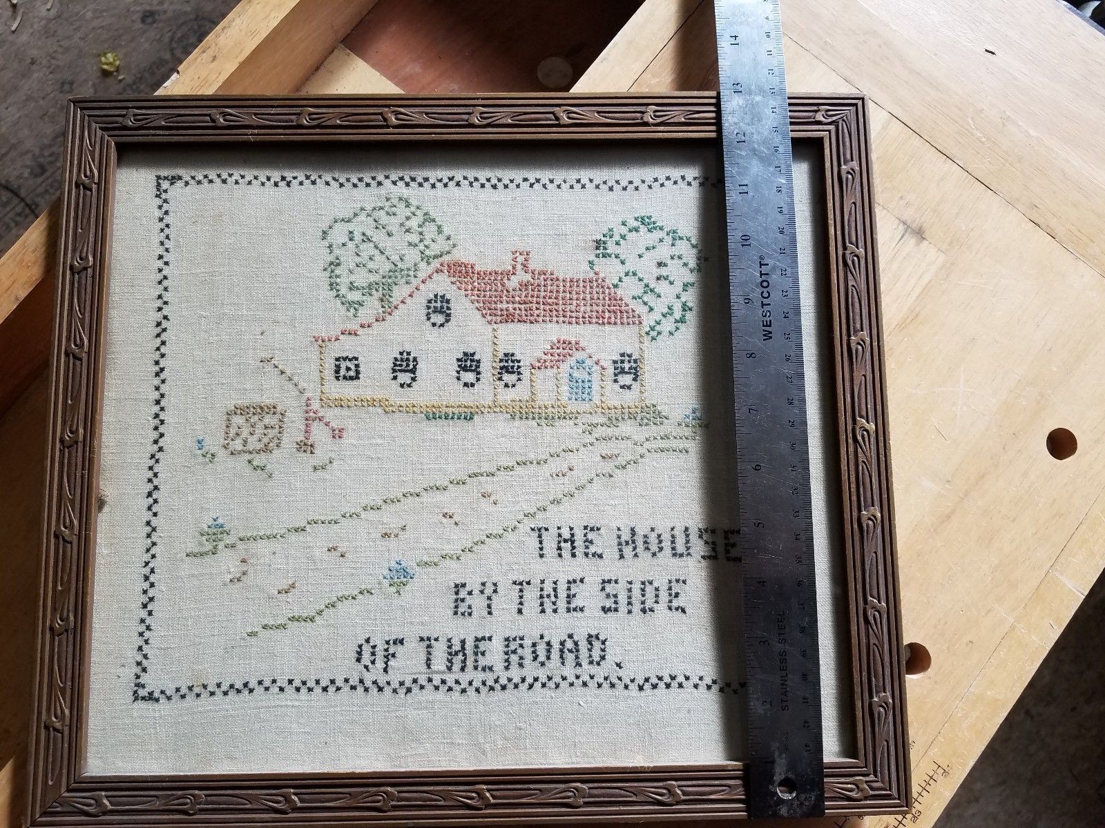 hand CROSS STITCH , period  frame , 