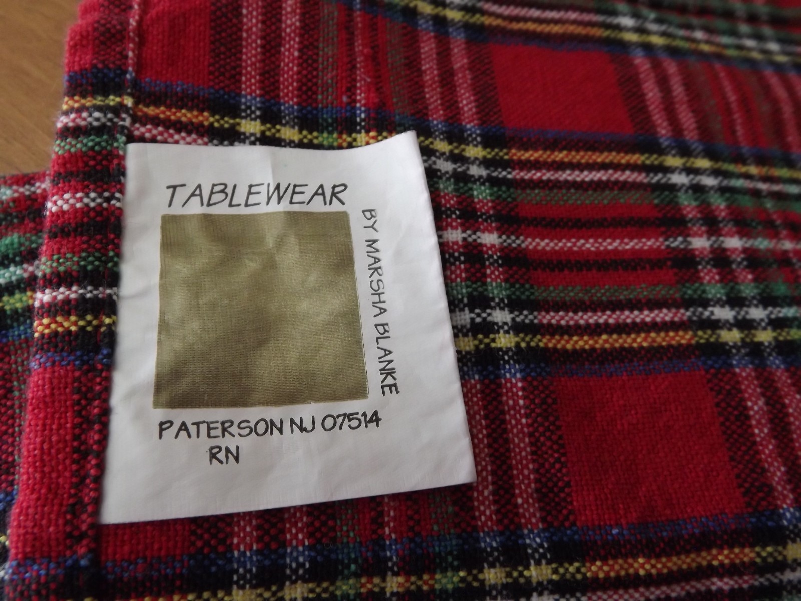 SET OF 2 TARTAN PLAID DISH TOWELS 1 plain & 1 bow wow christmas MARSHA BLANKE