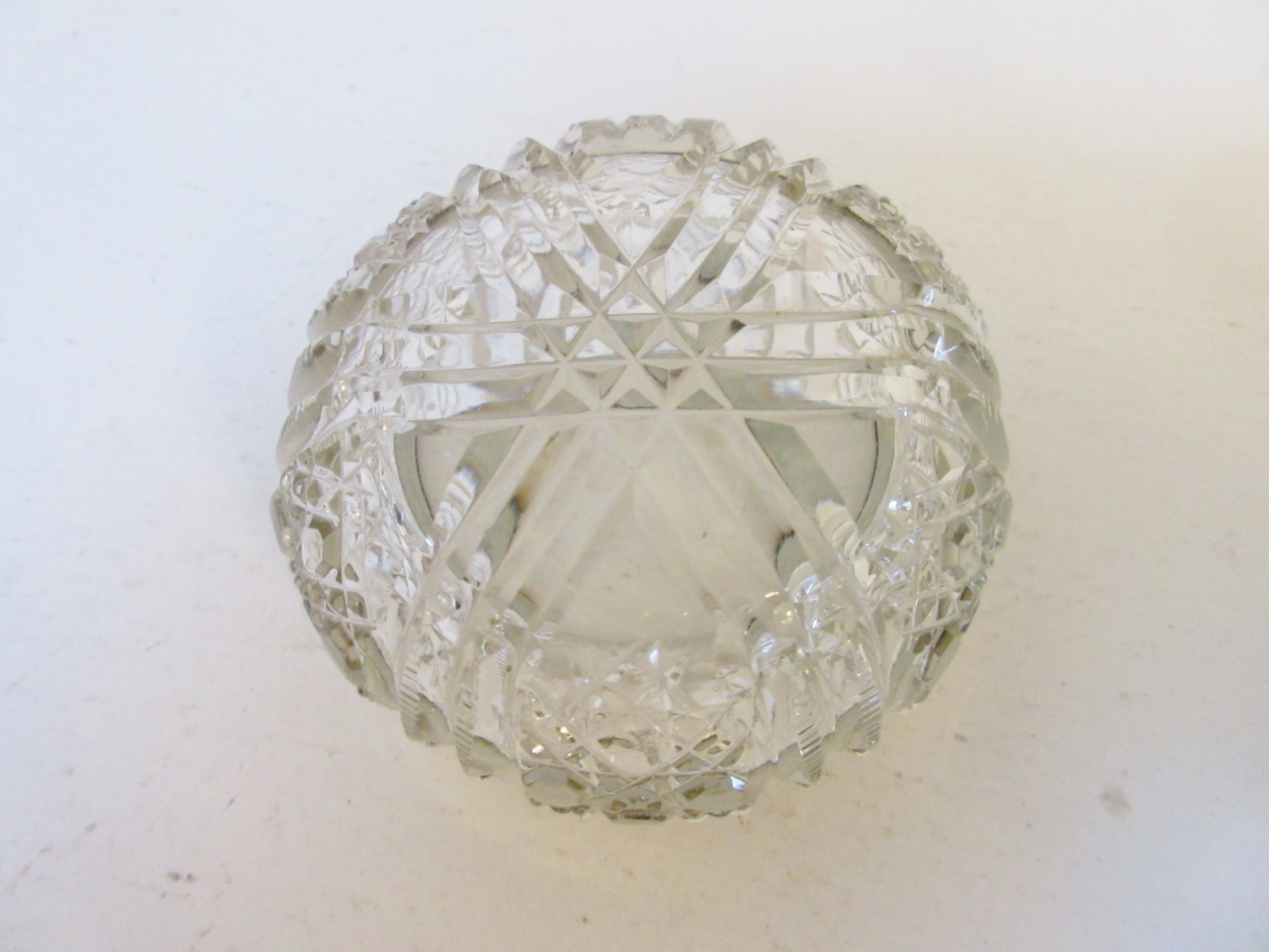 Antique Cut Glass Salt Silver Collar Charles May London 1920
