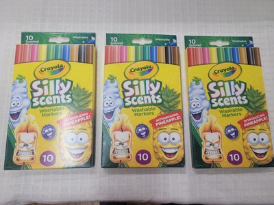 3--Crayola Silly Scents Slim Scented Washable Markers W/Pineapple 10Pk 