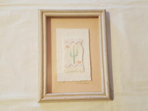 Framed Hand Cast Paper Art -mixed media - signed - FINAL LISTING