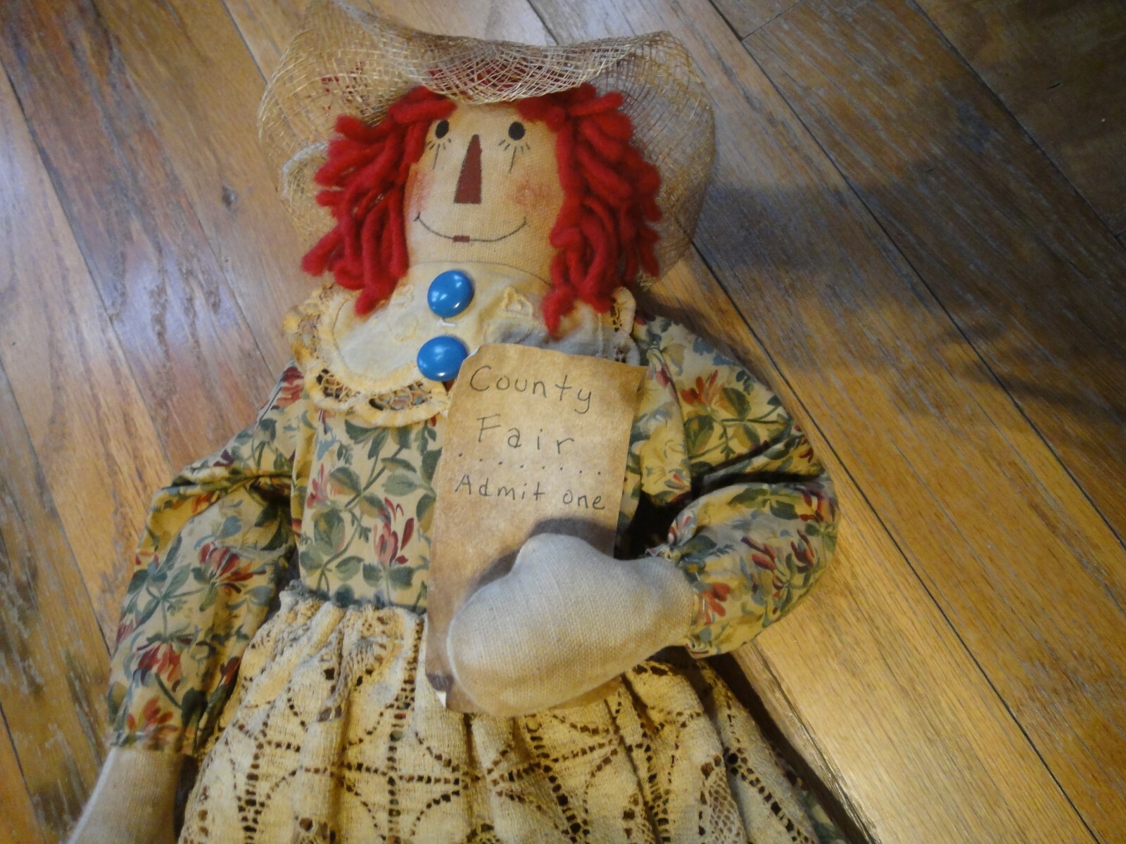 Primitive Folk Art Raggedy Ann Style Doll