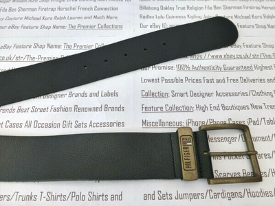 Mens Leather Belt Tommy Hilfiger Tough Wide Black Rustic Buckle